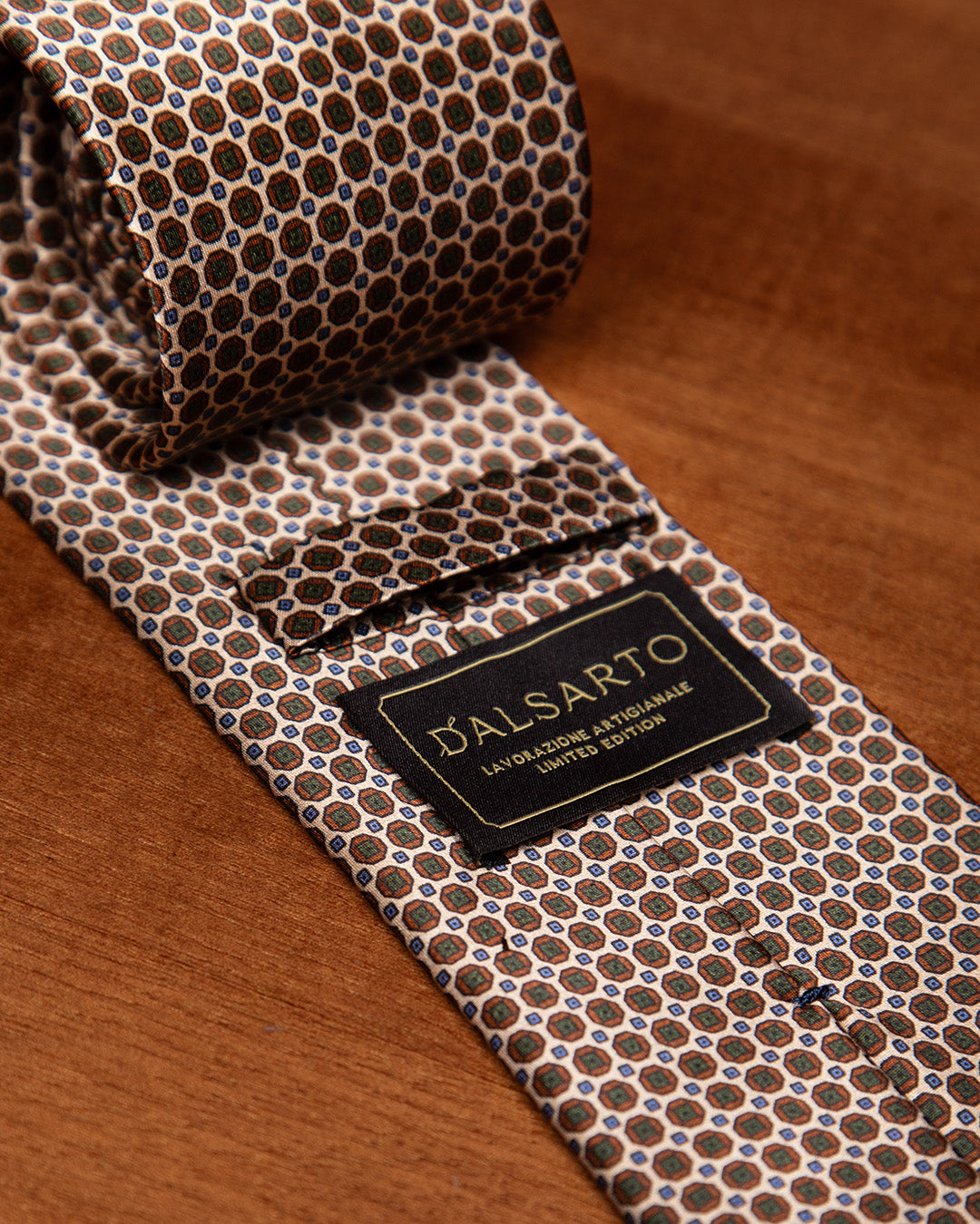 Champagne Tie with Bronze Greek Micro Pattern