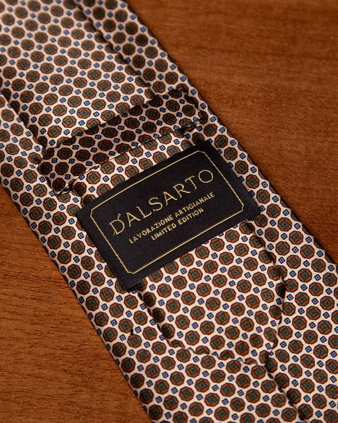 Champagne Tie with Bronze Greek Micro Pattern