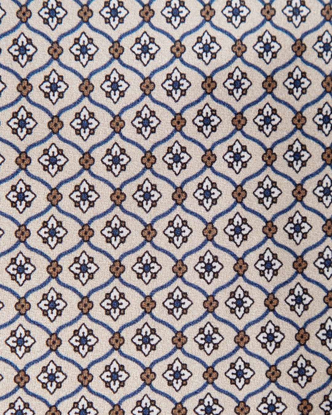 Cravatta Avorio in Seta con Reticolo Geometrico