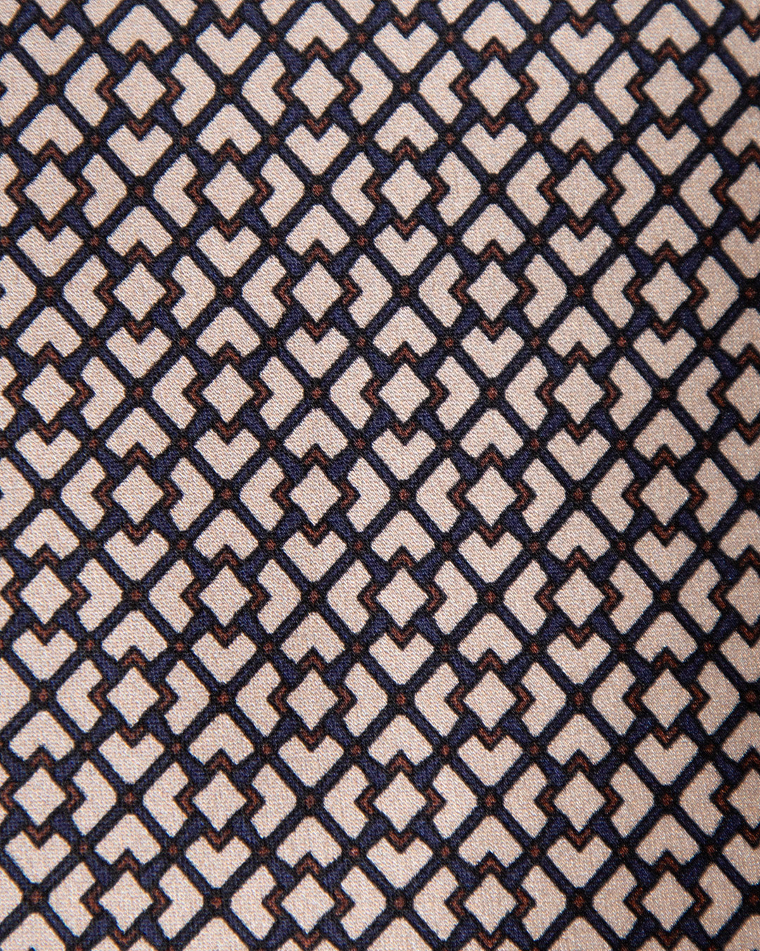 Cravatta Beige Sabbia con Motivo Geometrico a Reticolo