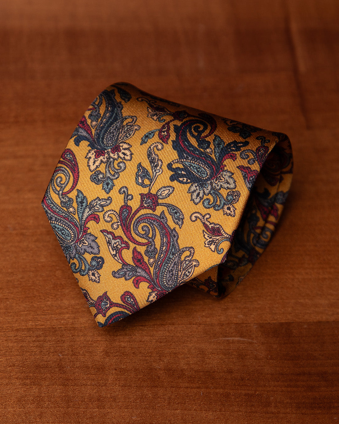 Saffron and Ruby Floral Pattern Yellow Tie