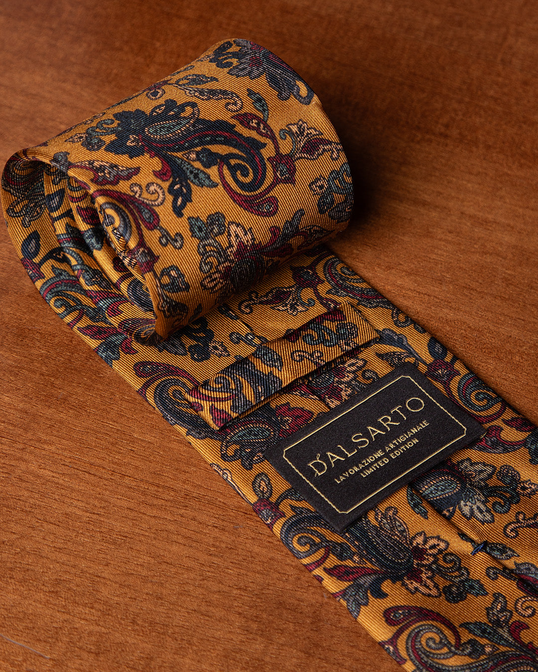 Saffron and Ruby Floral Pattern Yellow Tie