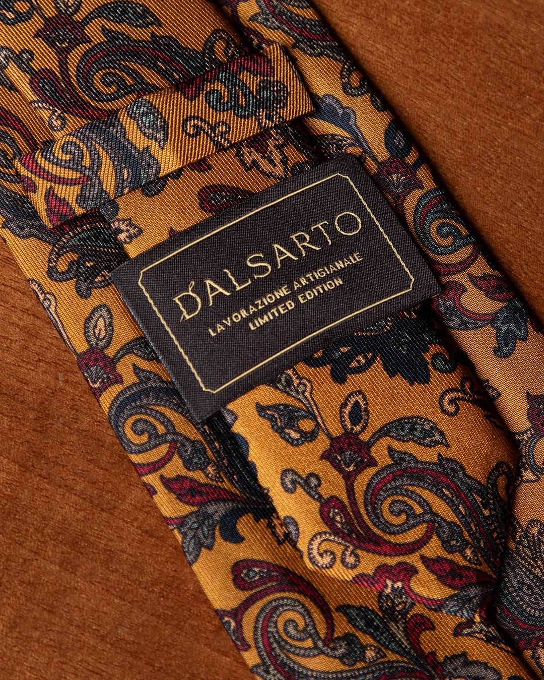 Saffron and Ruby Floral Pattern Yellow Tie