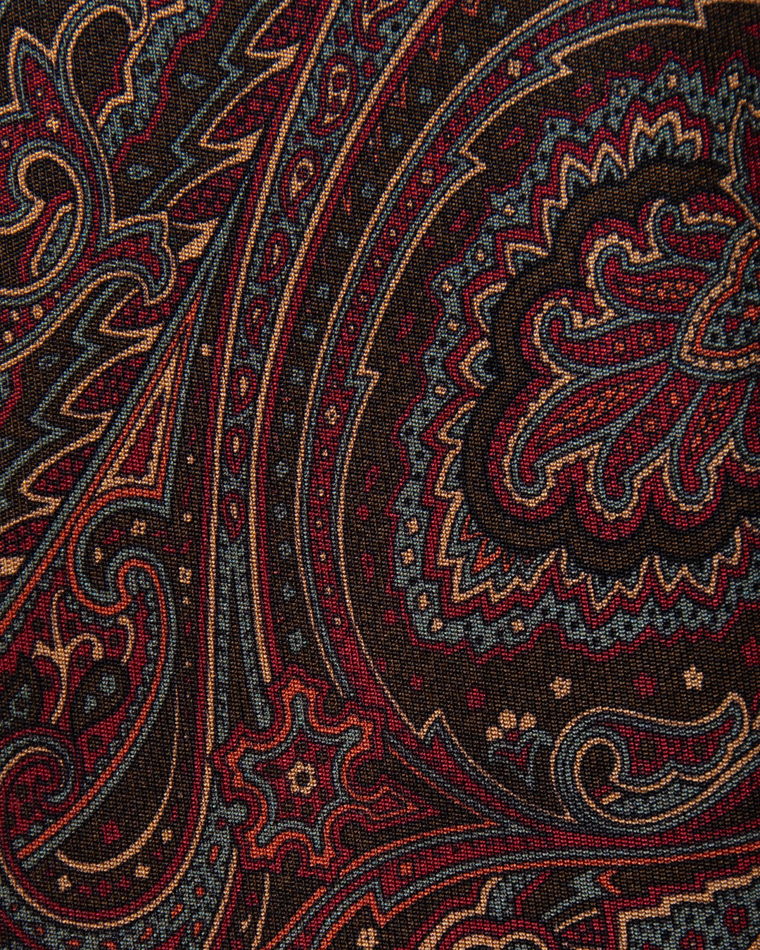 Cravatta Marrone con Paisley Rosso, Bronzo e Avio