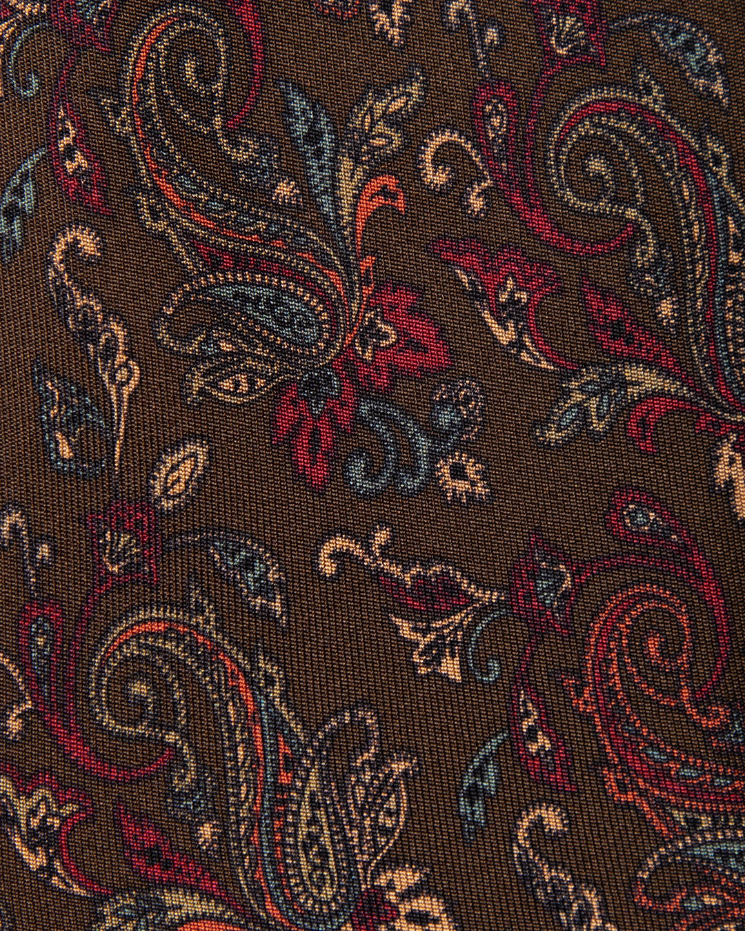 Brown Tie with Saffron and Ruby Floral Pattern