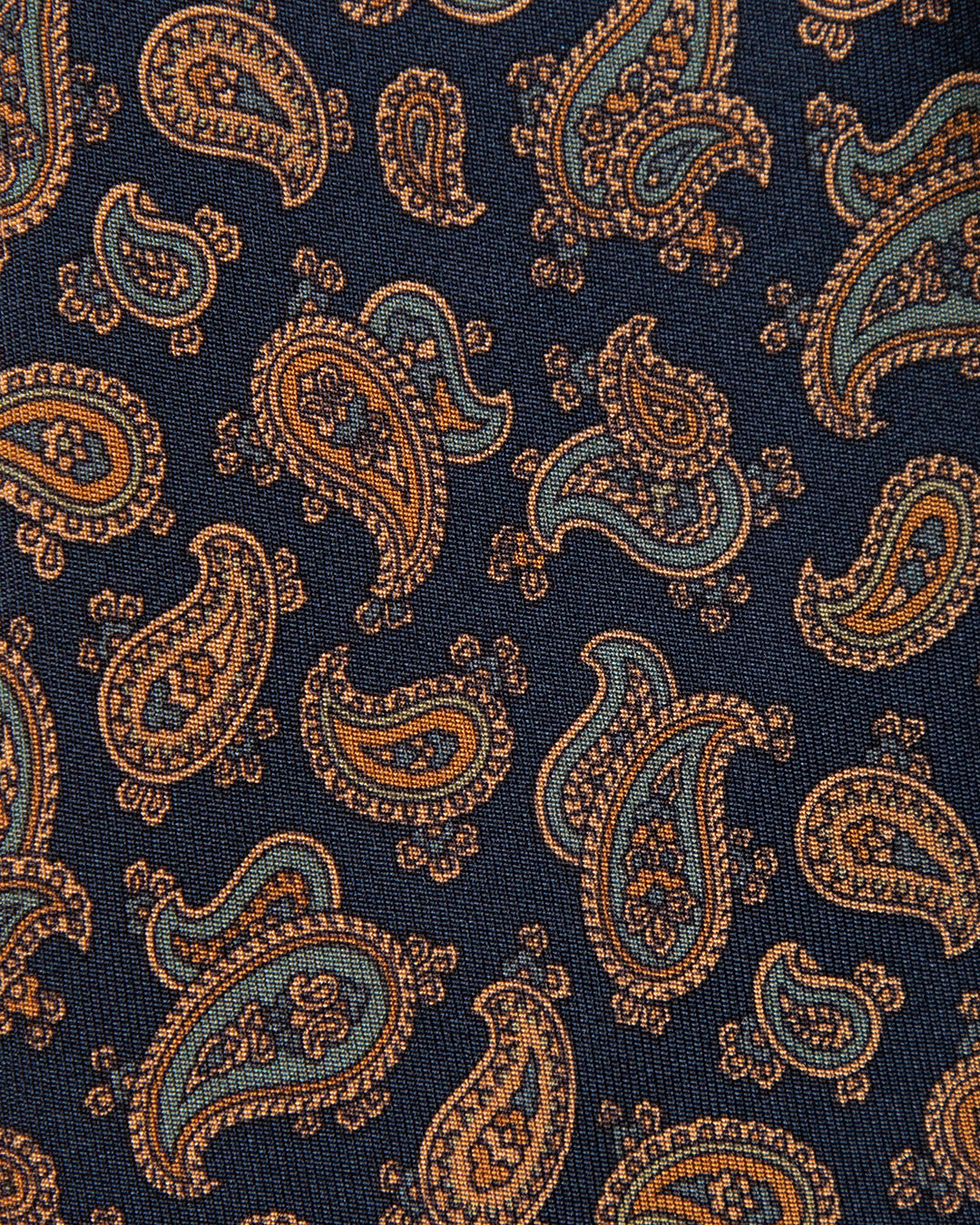 Navy Blue Tie with Light Blue and Gold Paisley Pattern