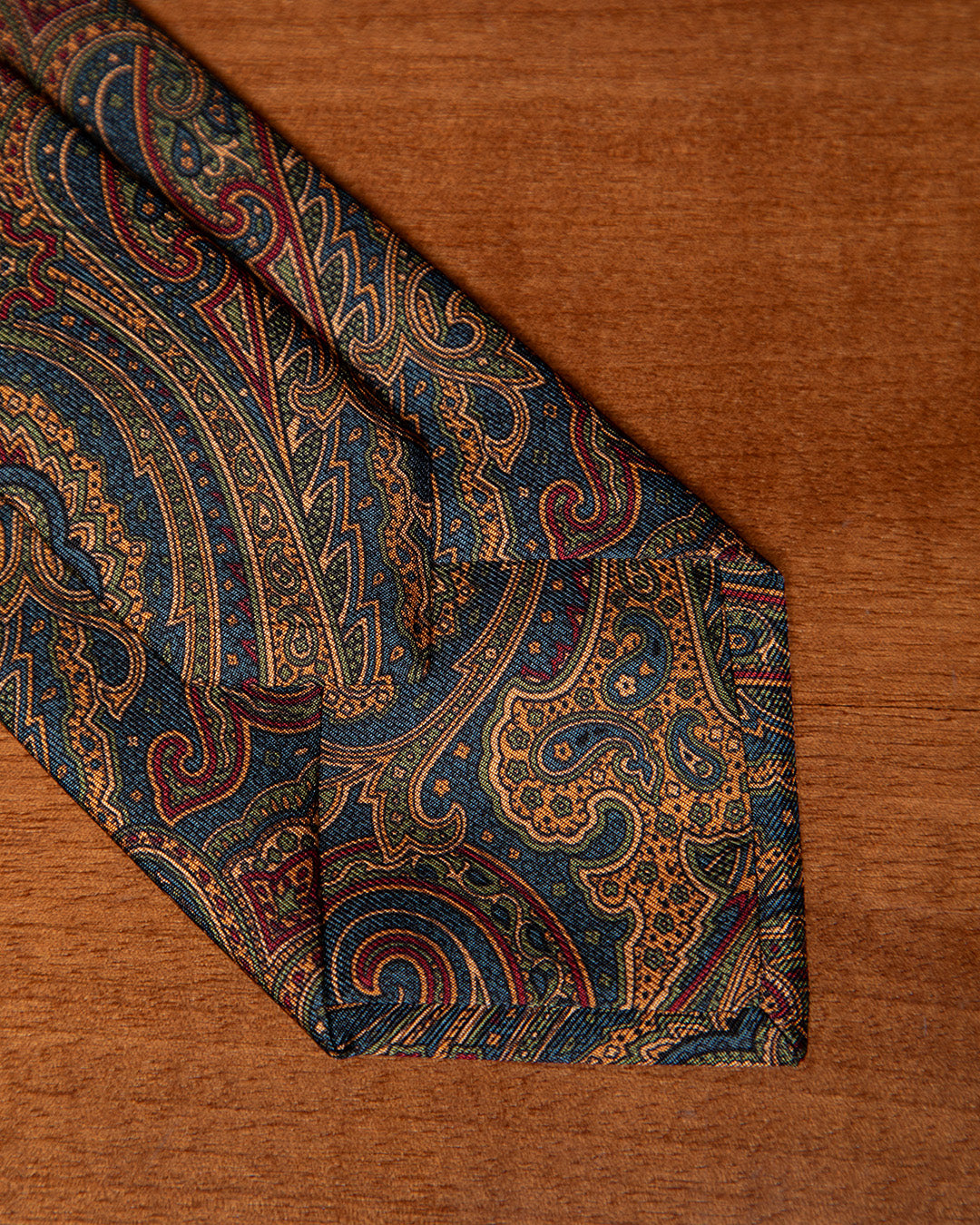 Cravatta Paisley Azzurro Avio e Bronzo Dorato