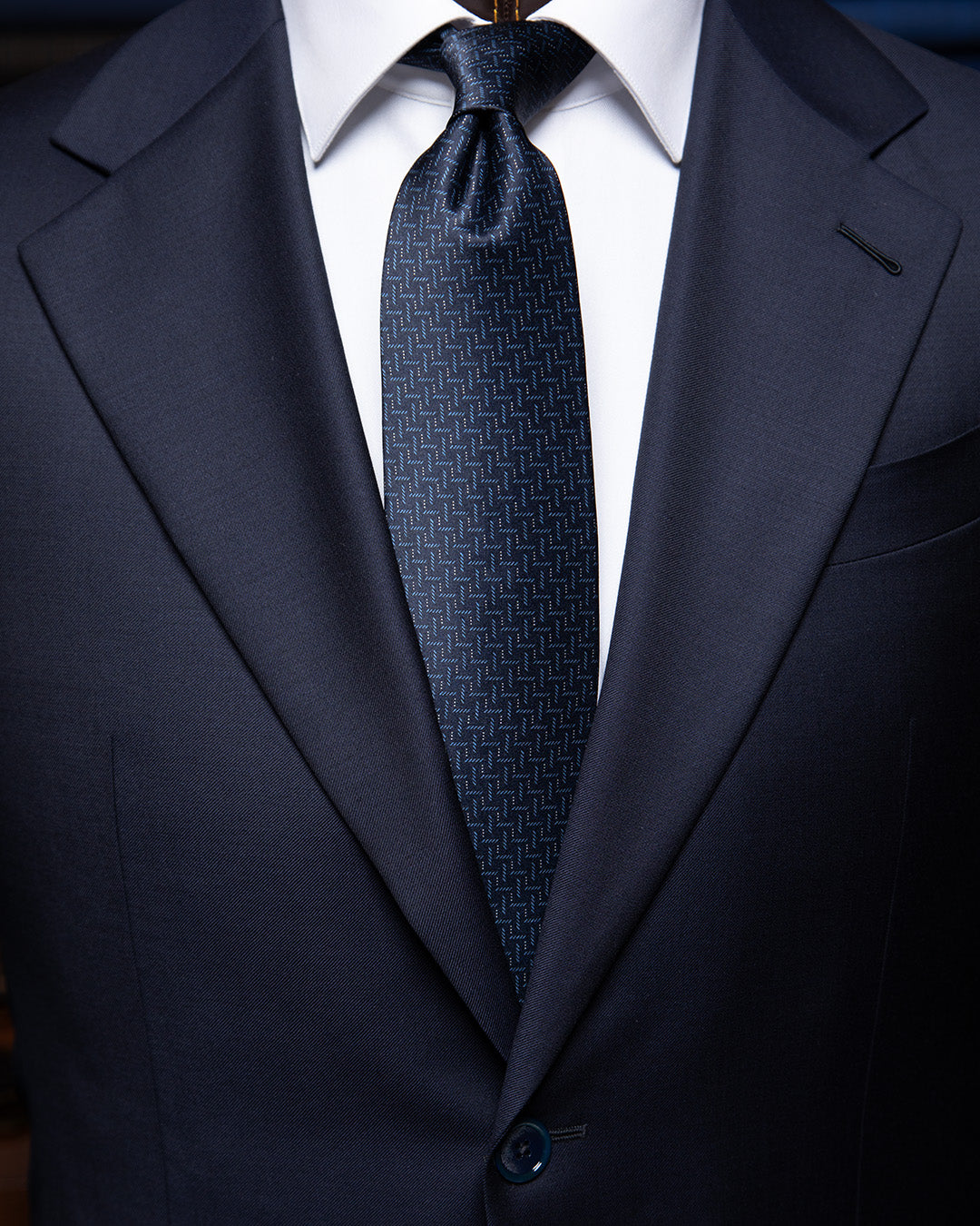Midnight Blue Tie with Sky Blue W oven Micro-Texture