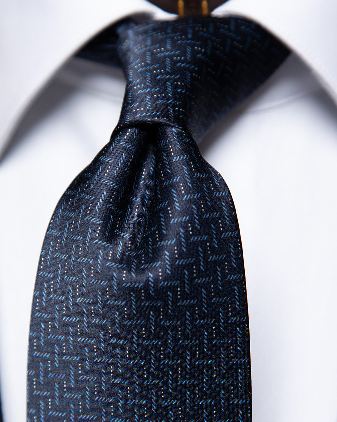 Midnight Blue Tie with Sky Blue W oven Micro-Texture
