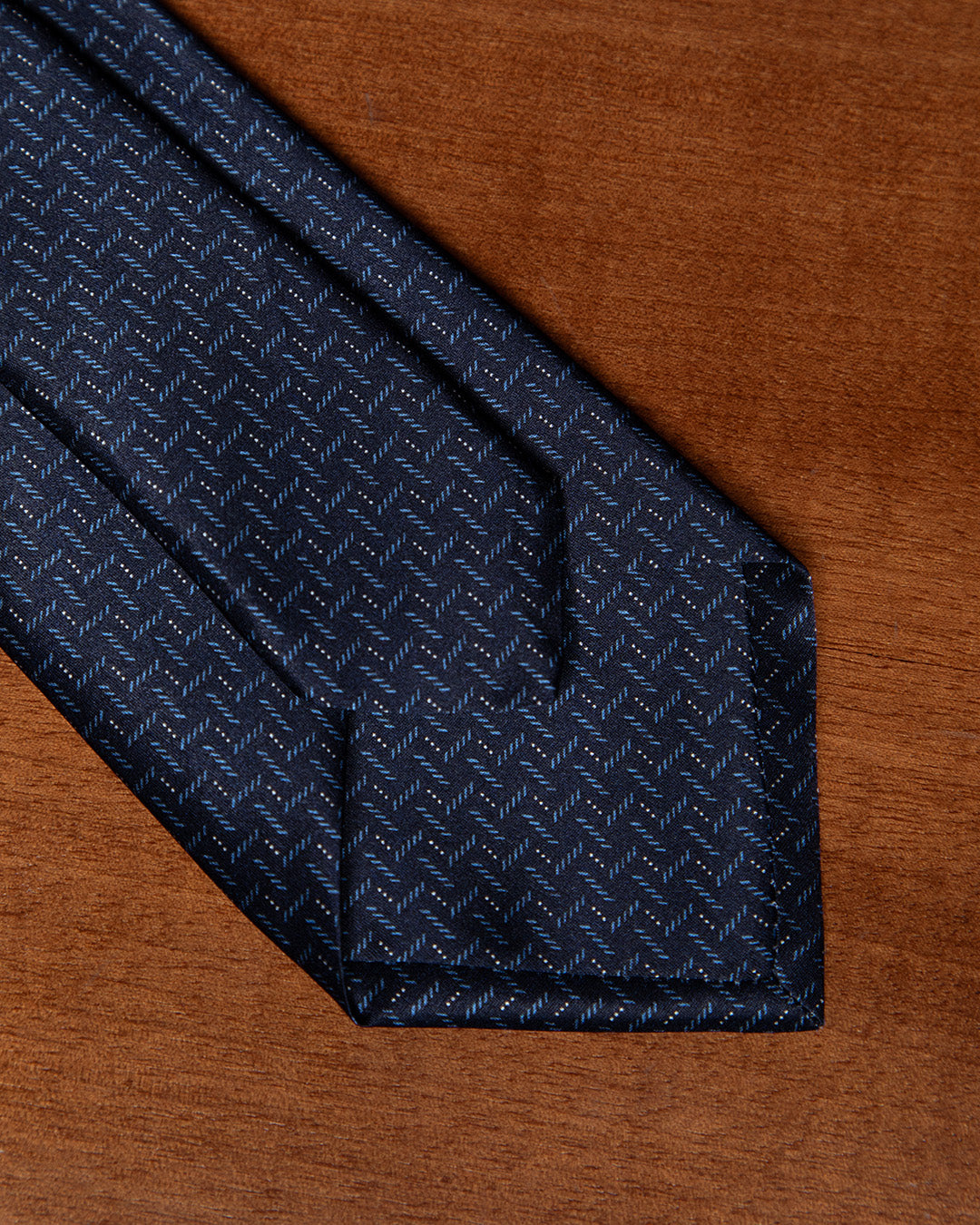 Midnight Blue Tie with Sky Blue W oven Micro-Texture
