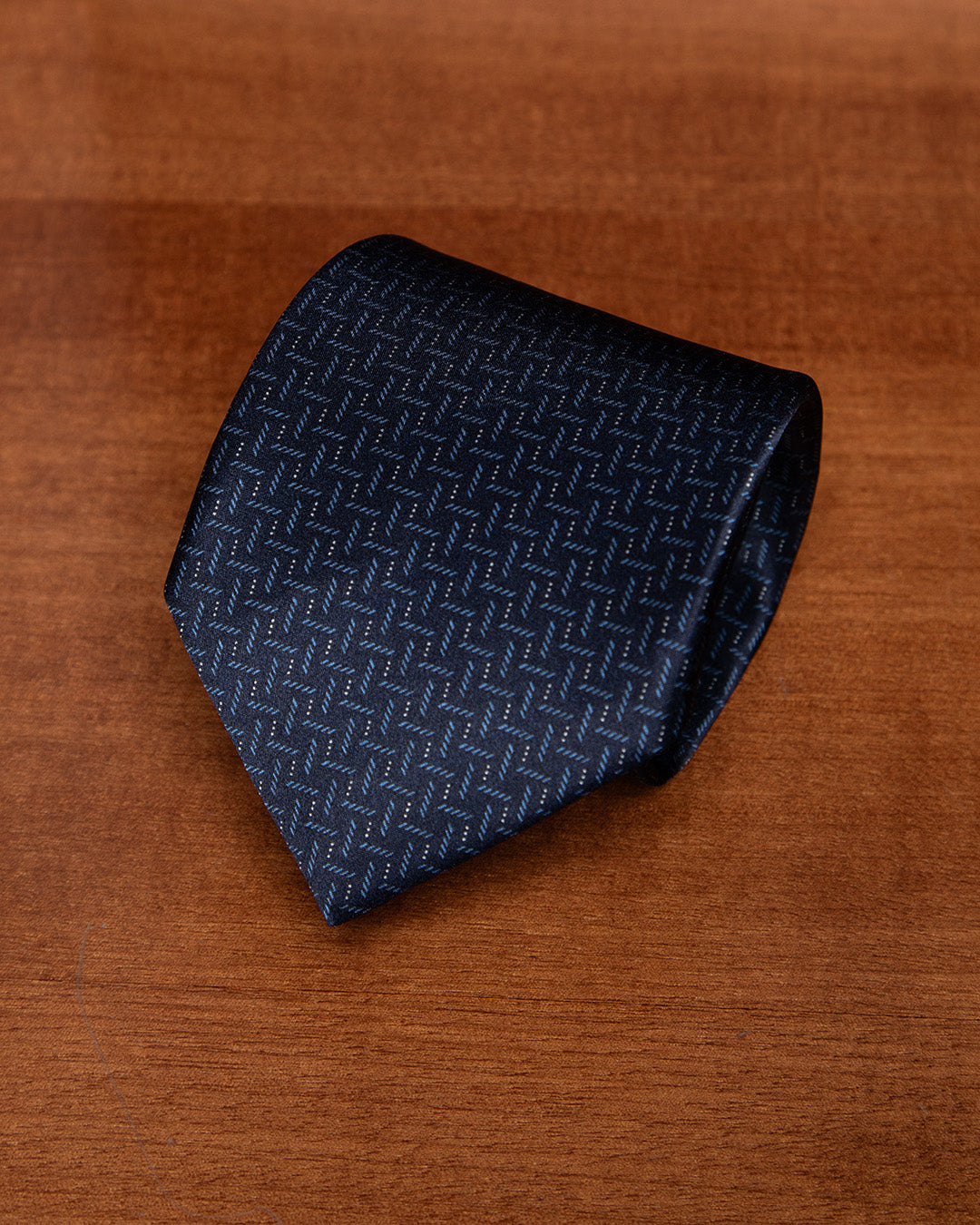 Midnight Blue Tie with Sky Blue W oven Micro-Texture