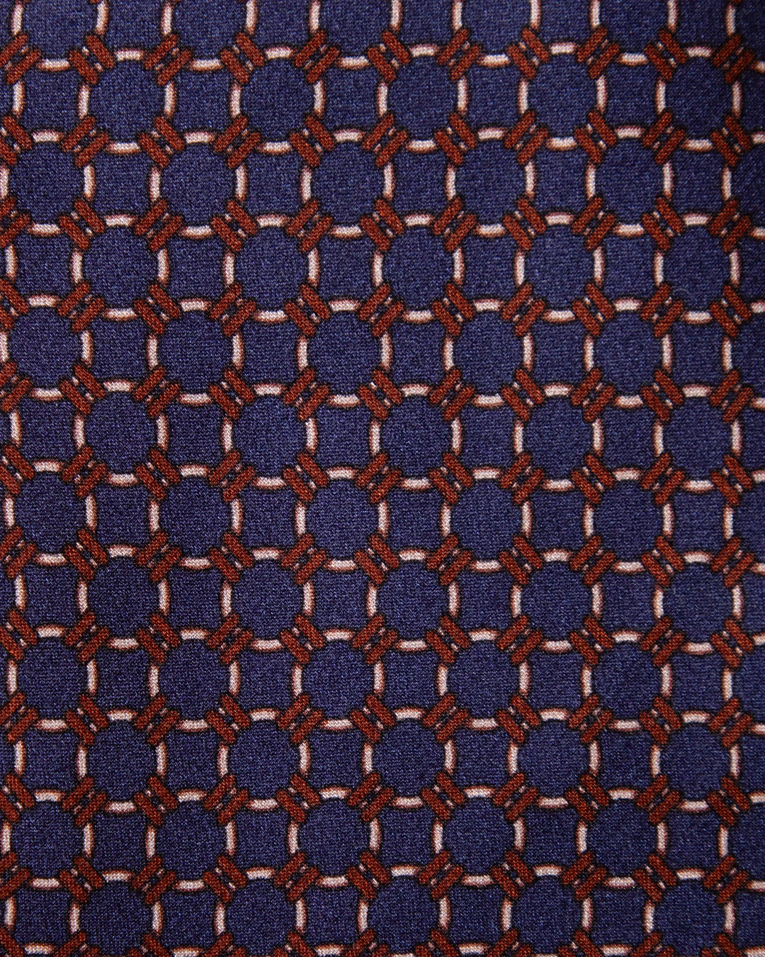 Cravatta Blu con Anelli Beige e Dettagli Bronzo