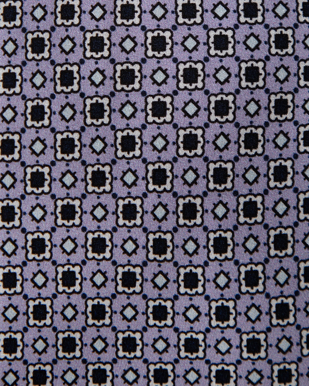 Cravatta Glicine Tema Floreale con Reticolo Bianco e Nero