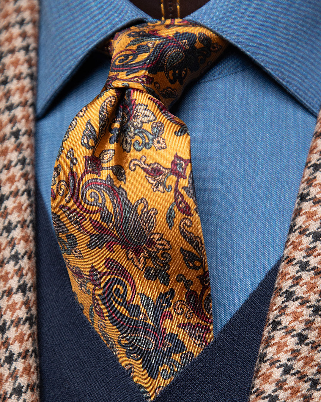 Saffron and Ruby Floral Pattern Yellow Tie