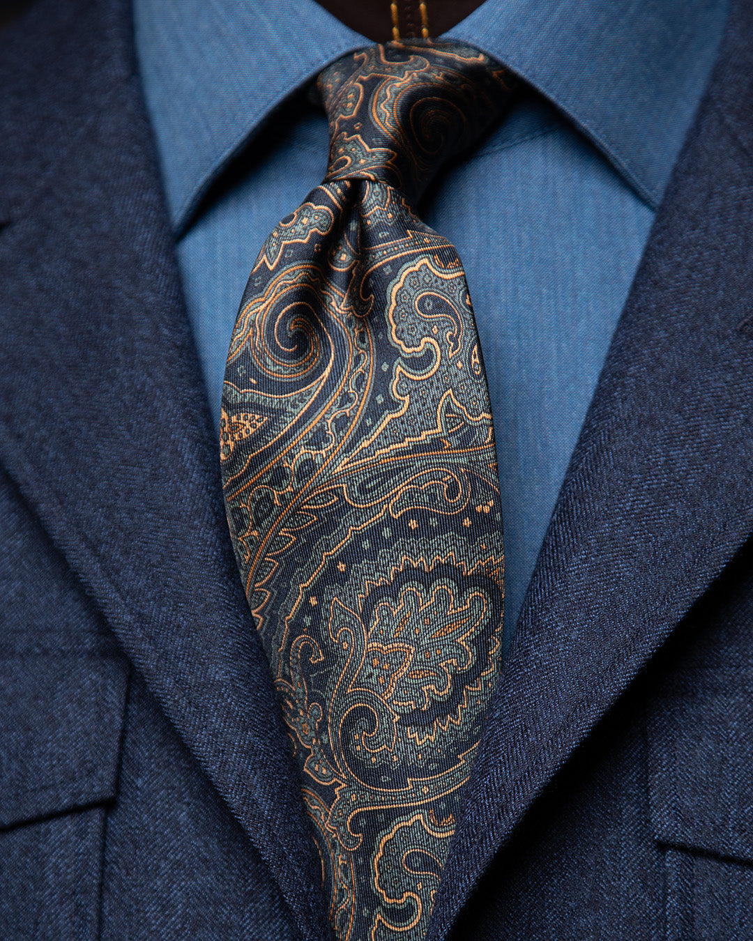 Cravatta Paisley Imperial Blu e Bronzo Dorato
