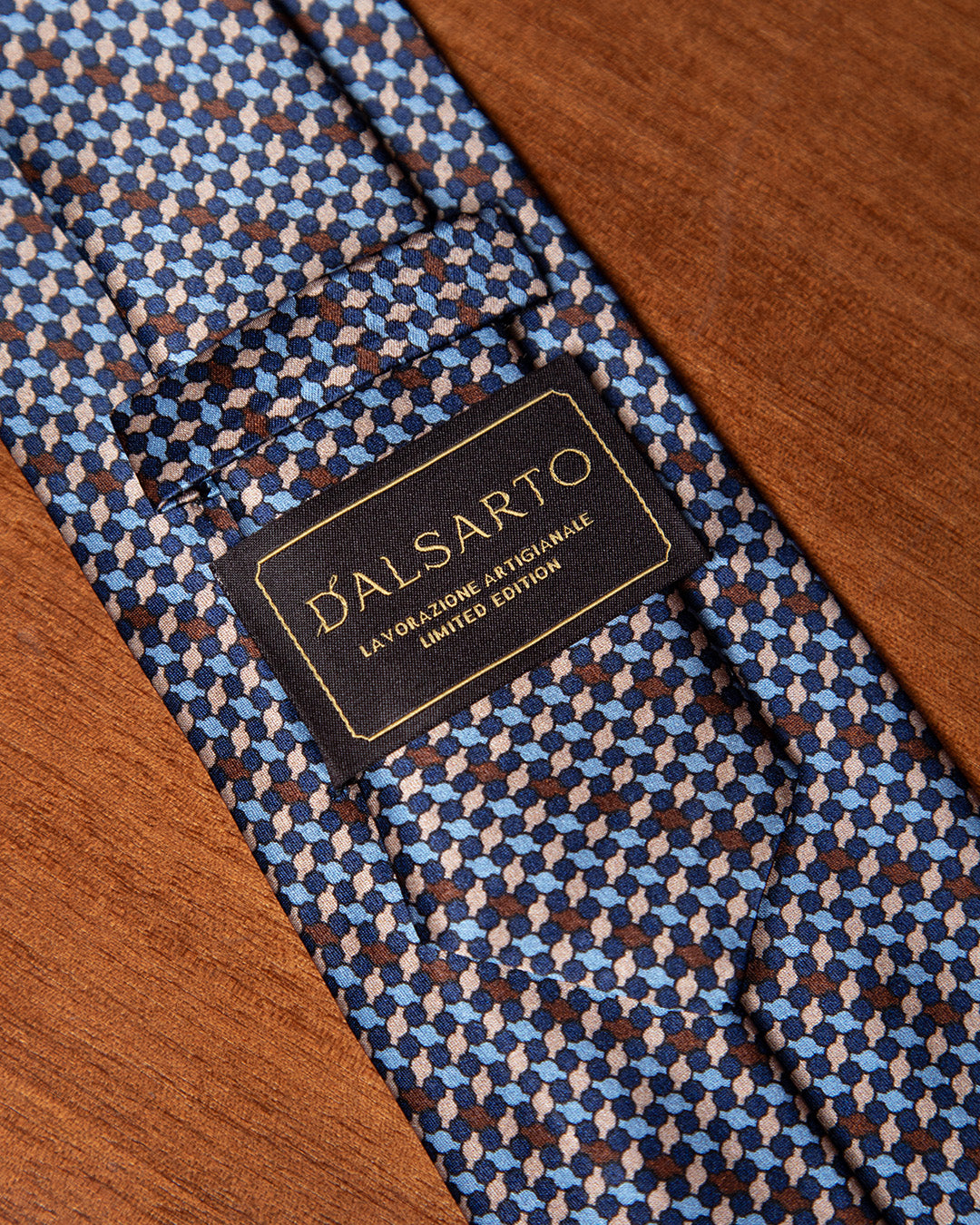 Blue Tie with Light Blue, Brown and Sand Mosaic