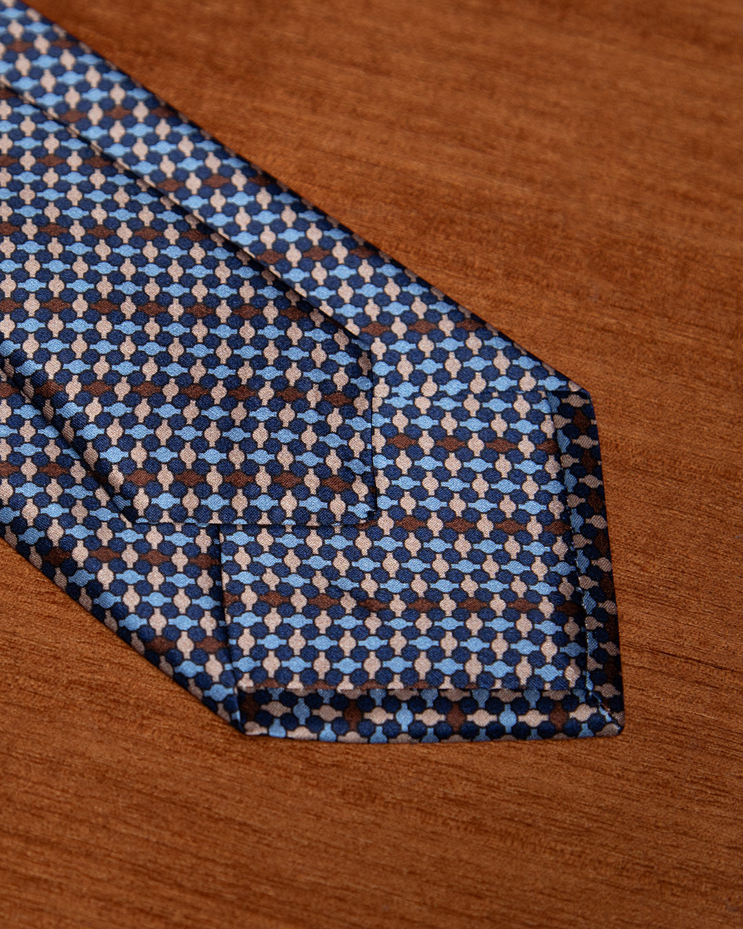 Blue Tie with Light Blue, Brown and Sand Mosaic
