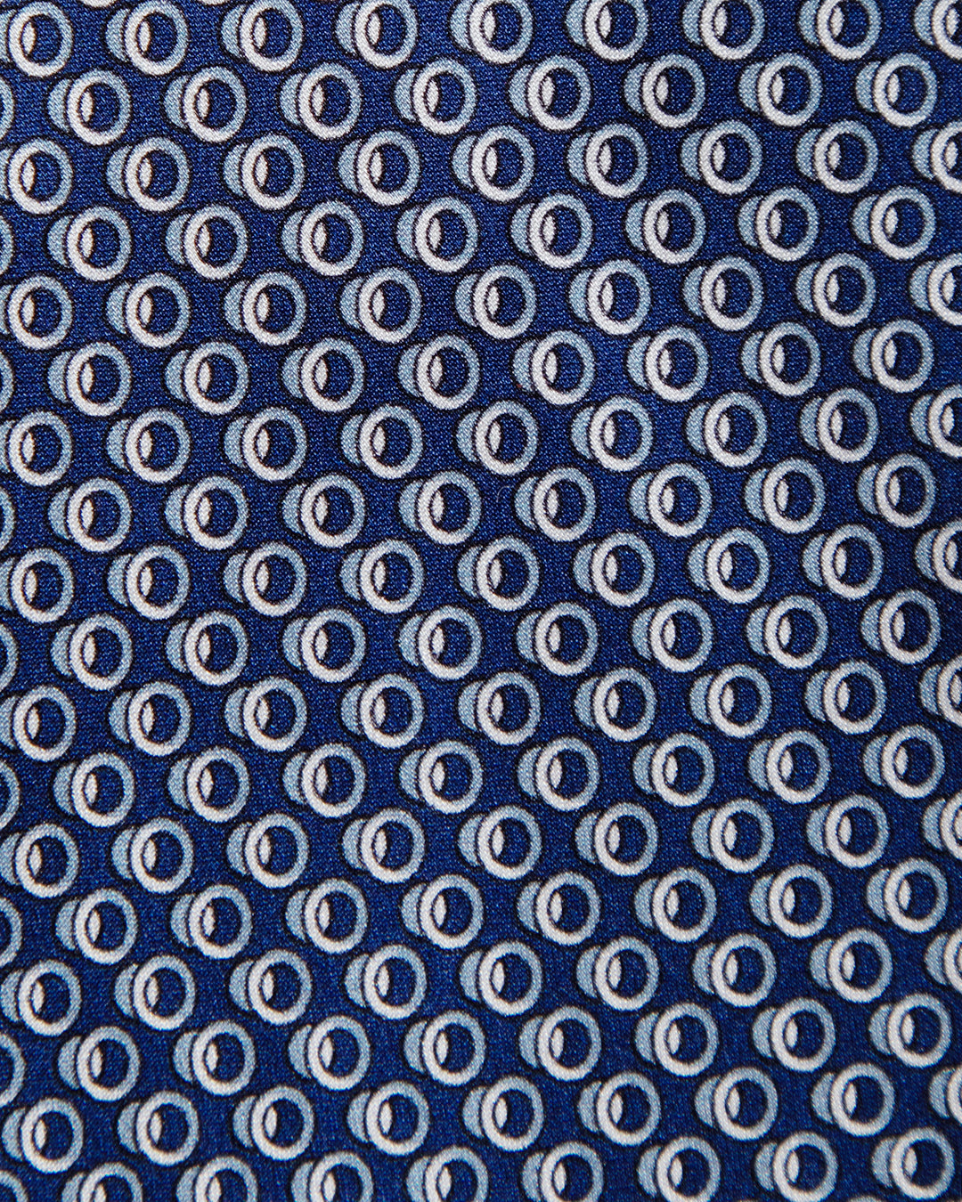 Navy Blue Tie with White and Light Blue Geometric Circle Pattern