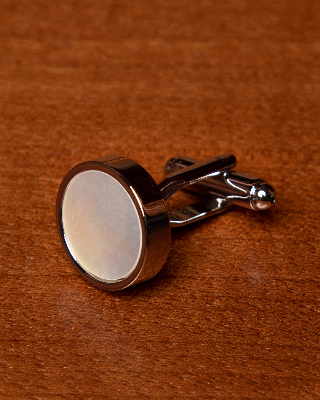 Silver-Tone Cufflinks with Pearl Effect Details