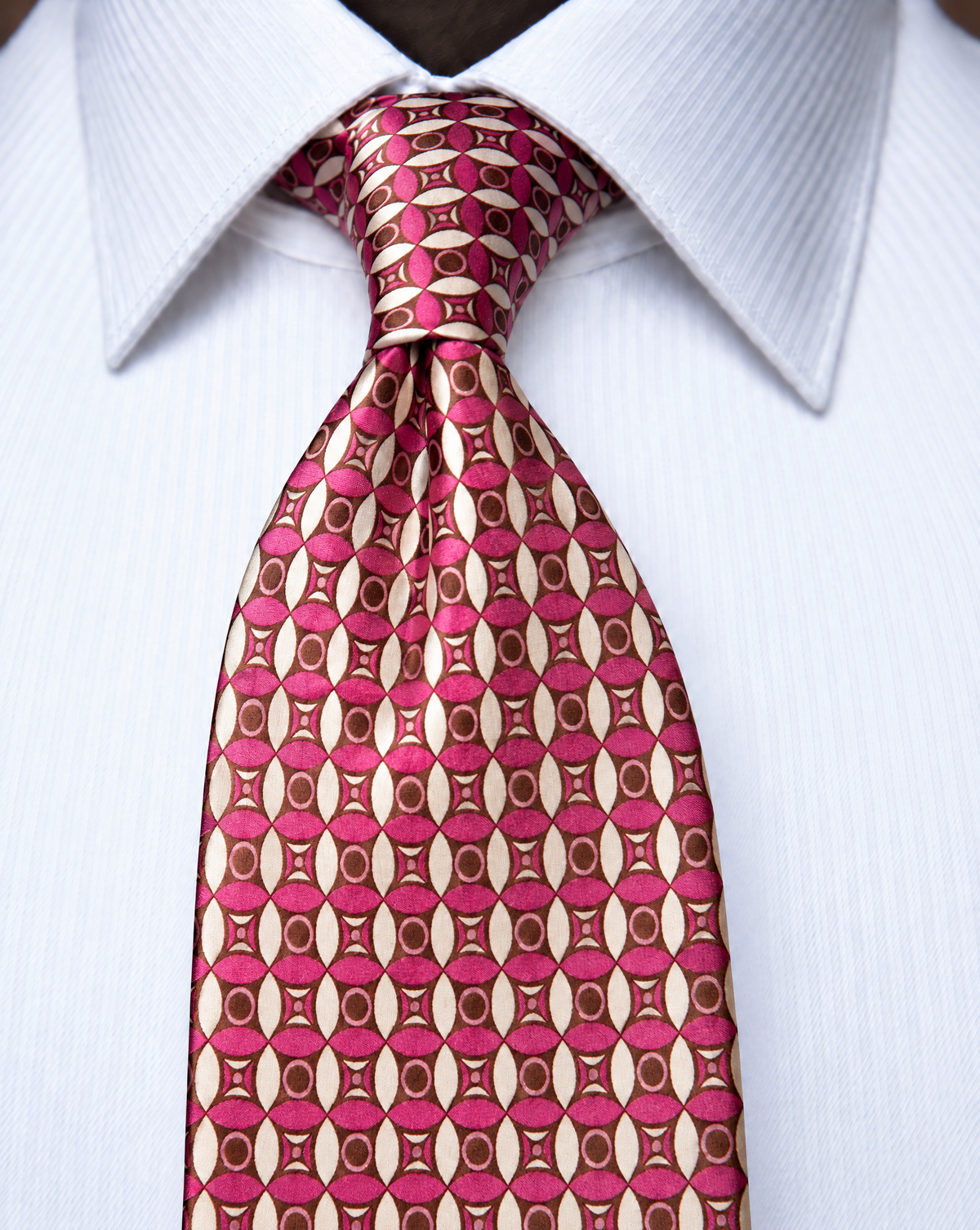 Cravatta Rosa e Arancio con Mosaico Geometrico