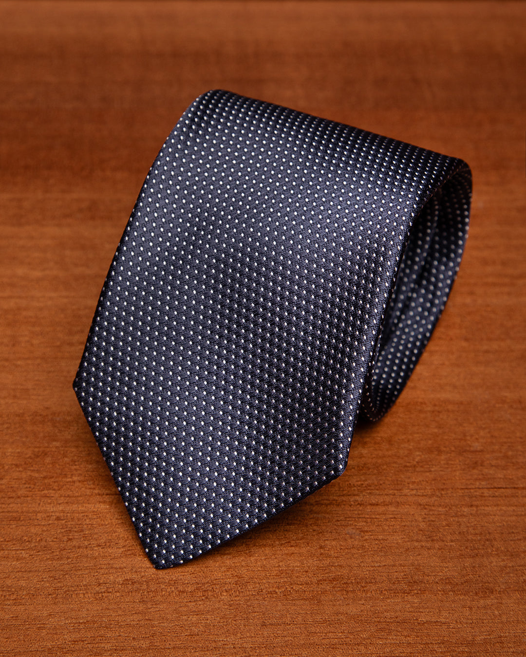 Midnight Blue Tie with White Microdots
