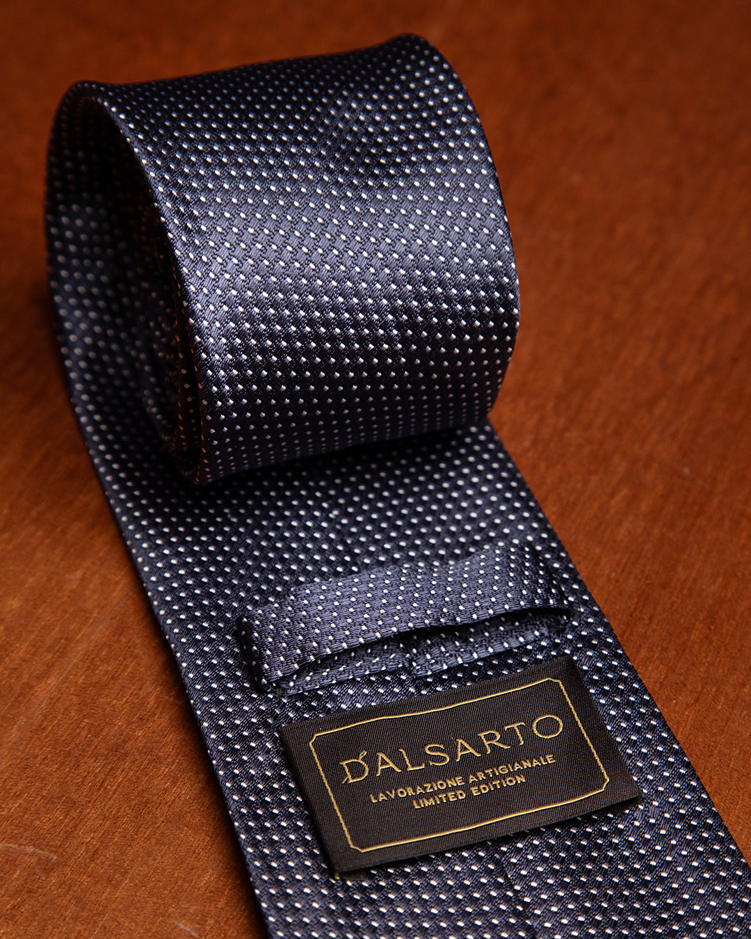 Midnight Blue Tie with White Microdots