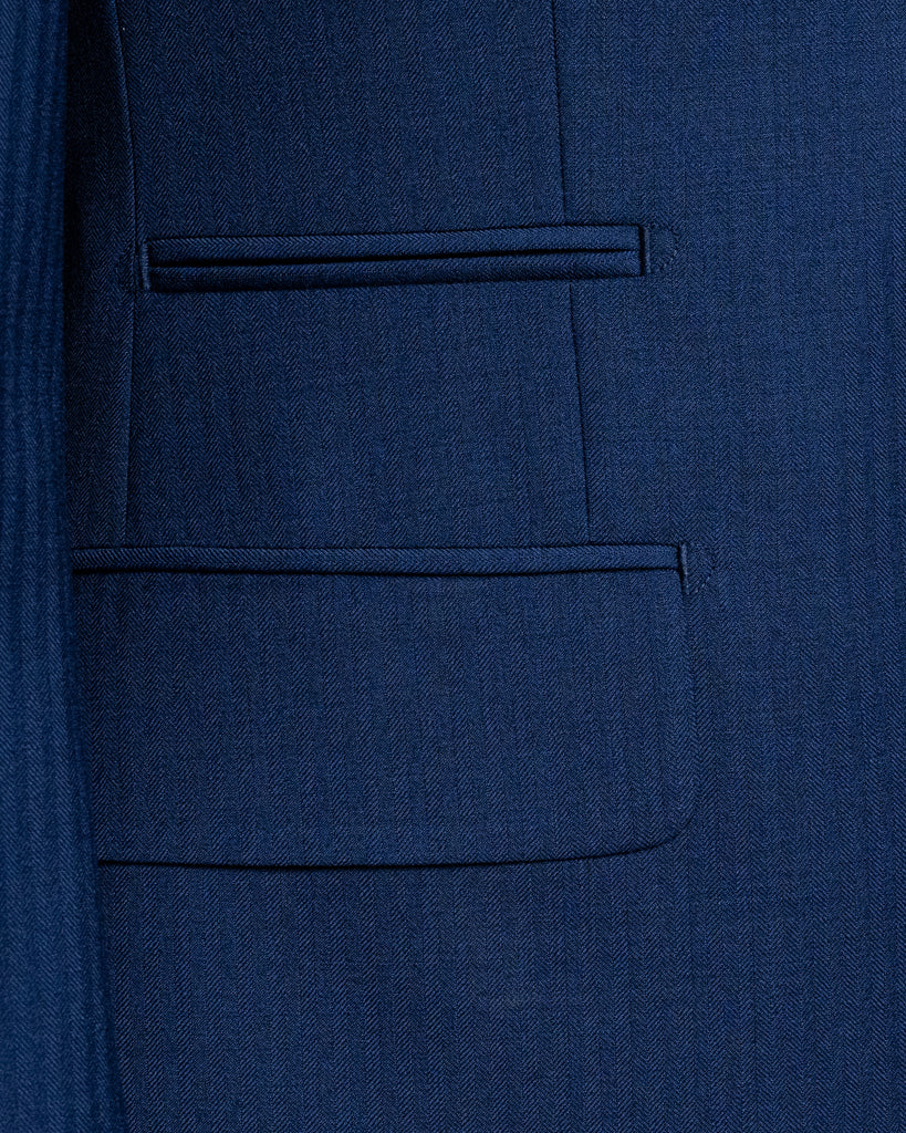 Bernini 3 Piece Navy Blue Herringbone Suit