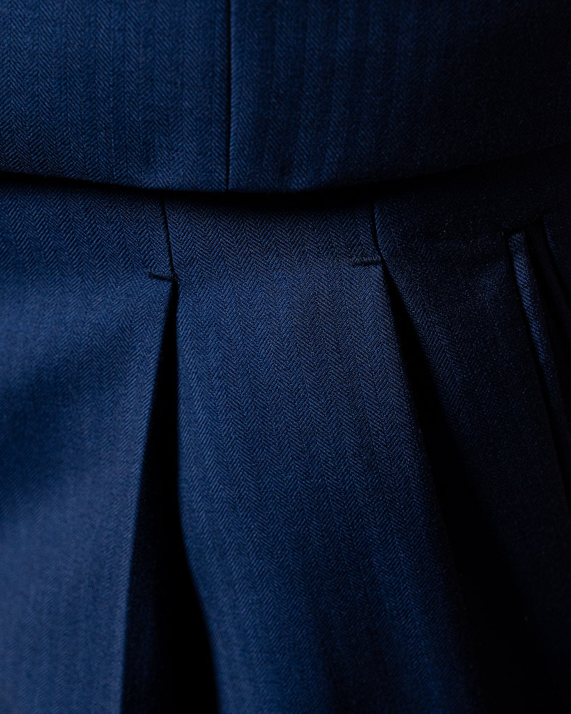 Abito Bernini Blu Chiaro Spinato con Gilet