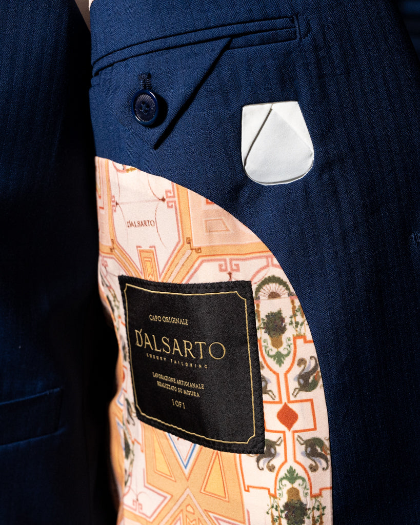 Abito Bernini Blu Chiaro Spinato con Gilet