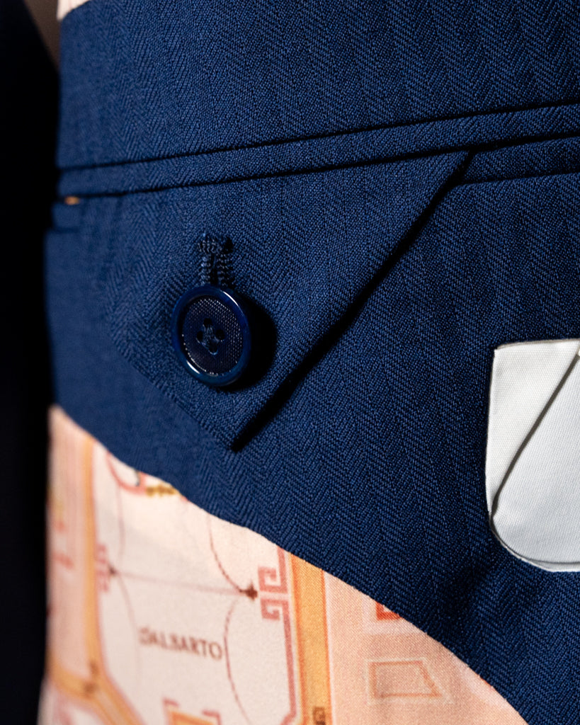 Abito Bernini Blu Chiaro Spinato con Gilet