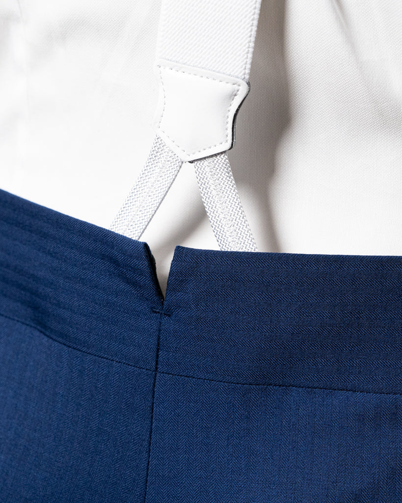 Abito Bernini Blu Chiaro Spinato con Gilet