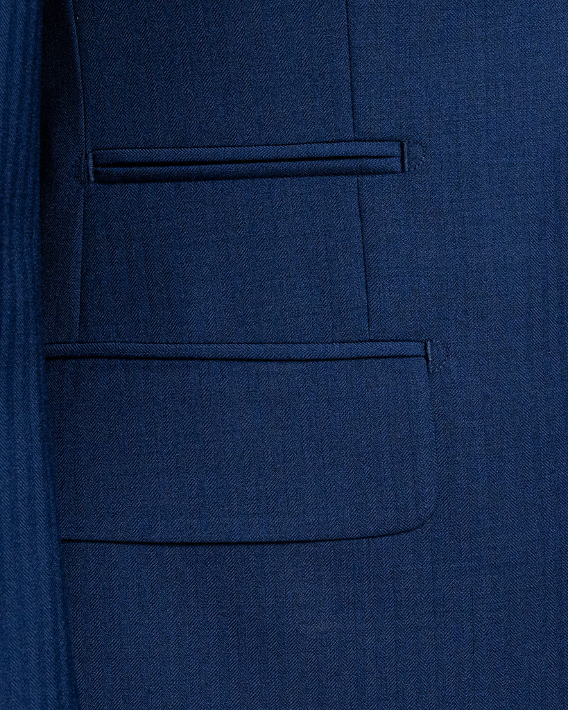 Abito Bernini Blu Chiaro Spinato con Gilet