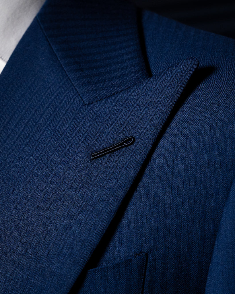 Abito Bernini Blu Chiaro Spinato con Gilet