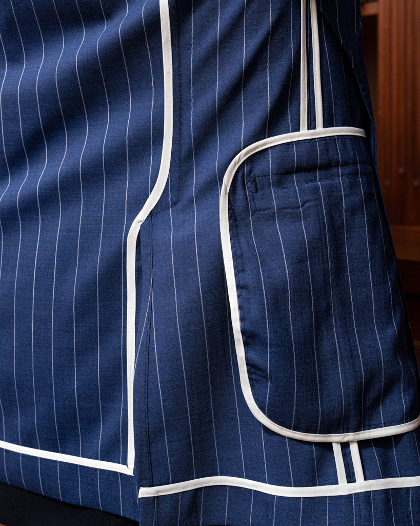 Abito Bernini Blu Navy Gessato Bianco
