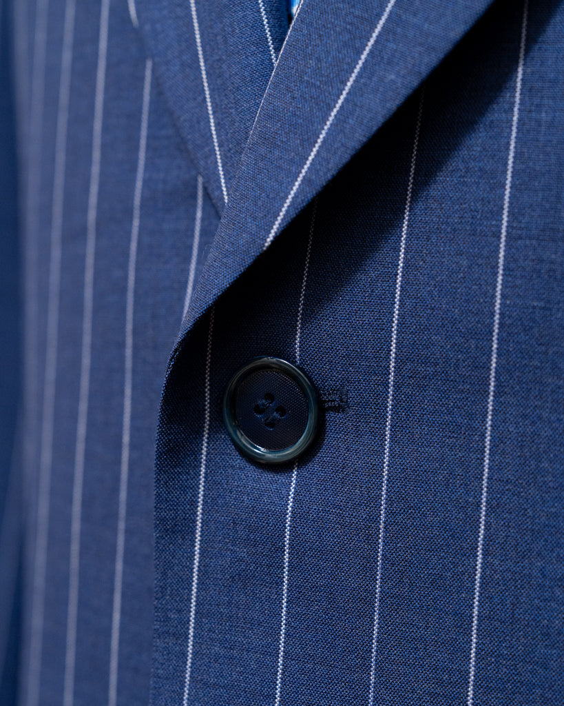 Abito Bernini Blu Navy Gessato Bianco
