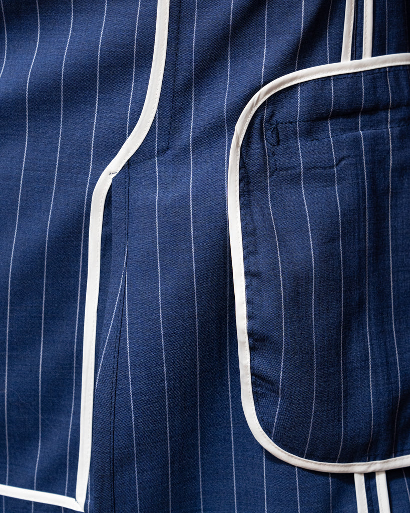 Abito Bernini Blu Navy Gessato Bianco