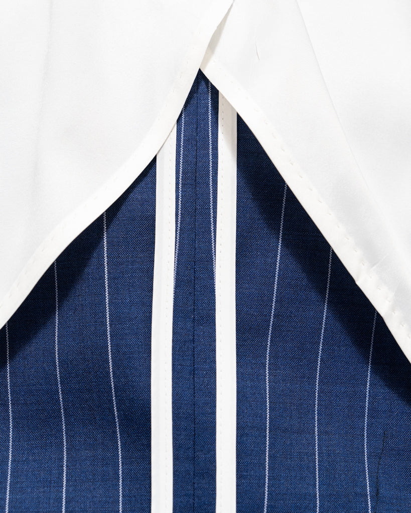 Abito Bernini Blu Navy Gessato Bianco