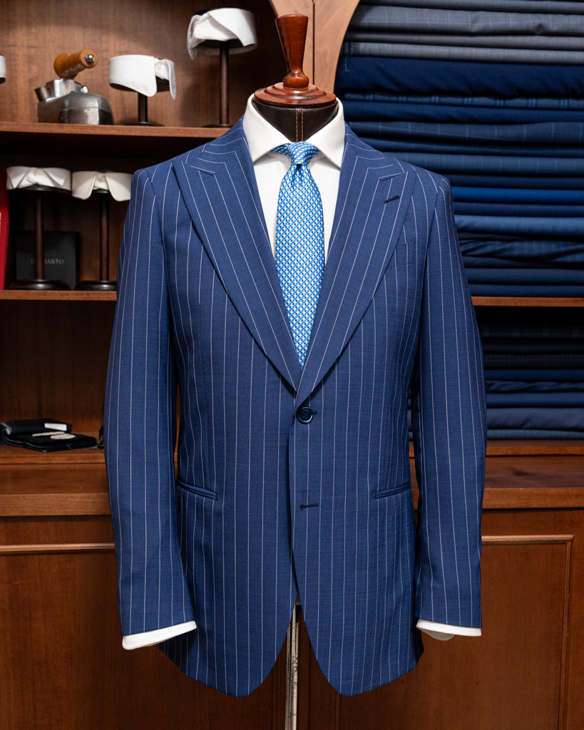 Abito Bernini Blu Navy Gessato Bianco