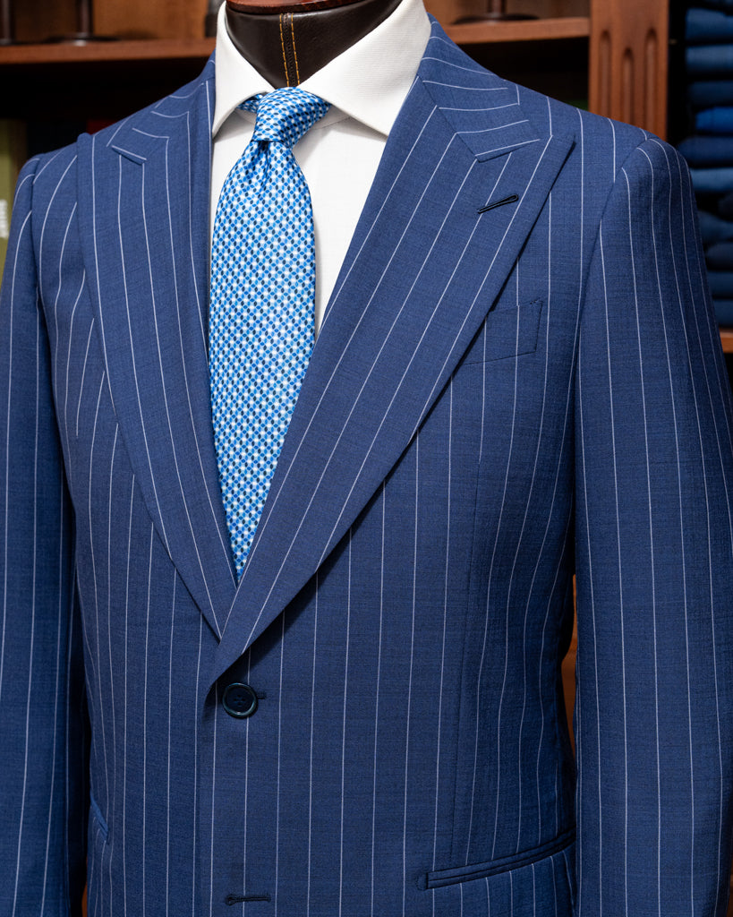 Abito Bernini Blu Navy Gessato Bianco