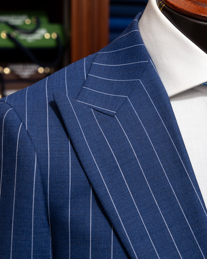 Abito Bernini Blu Navy Gessato Bianco