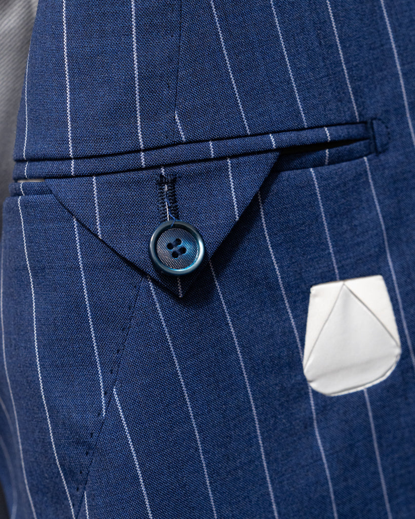 Abito Bernini Blu Navy Gessato Bianco