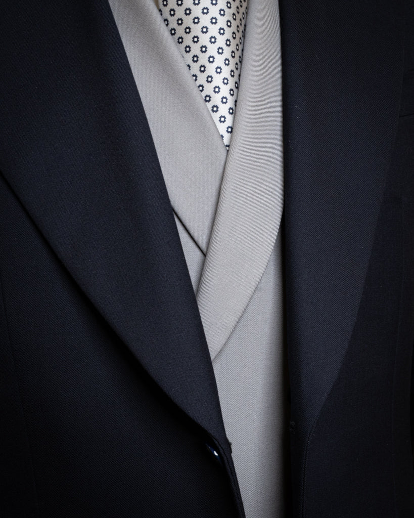 Abito Bernini Blu Petrolio Scuro con Gilet Grigio