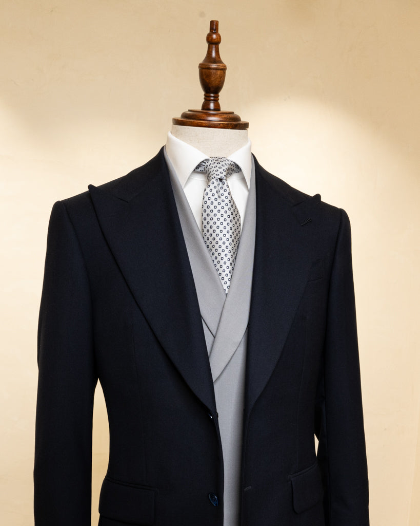Abito Bernini Blu Petrolio Scuro con Gilet Grigio