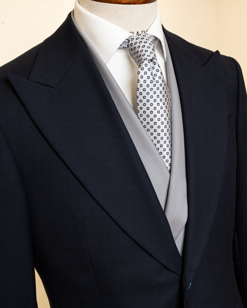 Abito Bernini Blu Petrolio Scuro con Gilet Grigio
