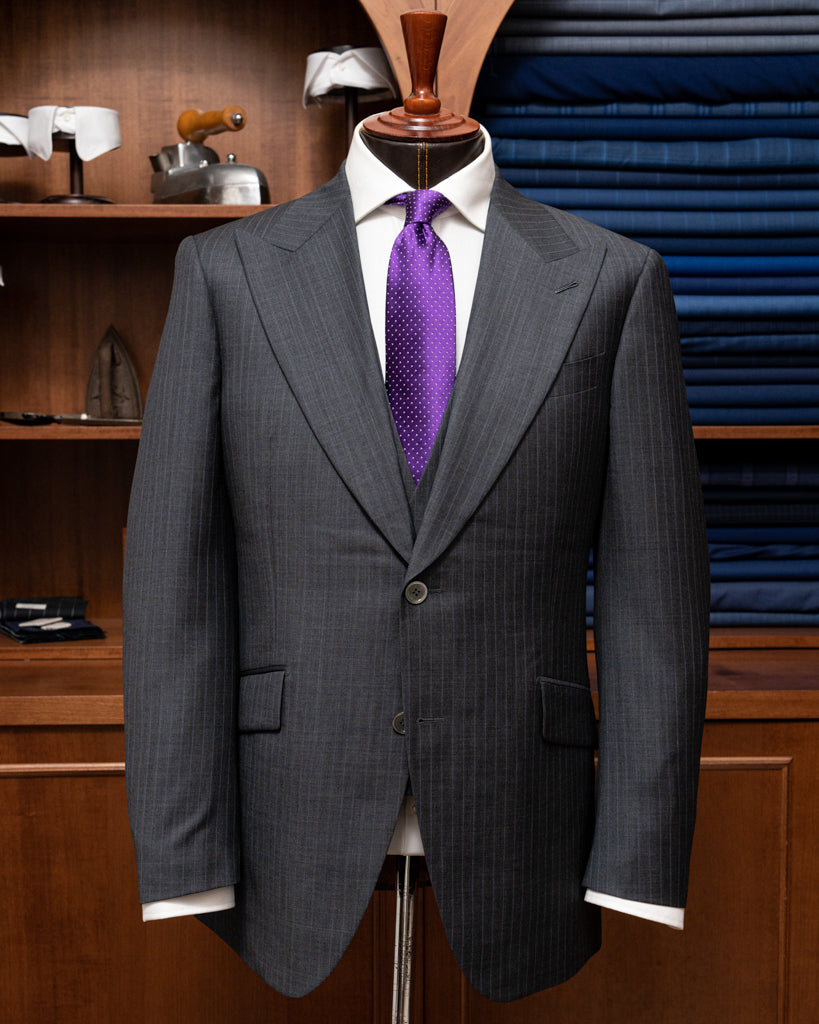 Abito Bernini Gessato Grigio Piombo con Gilet