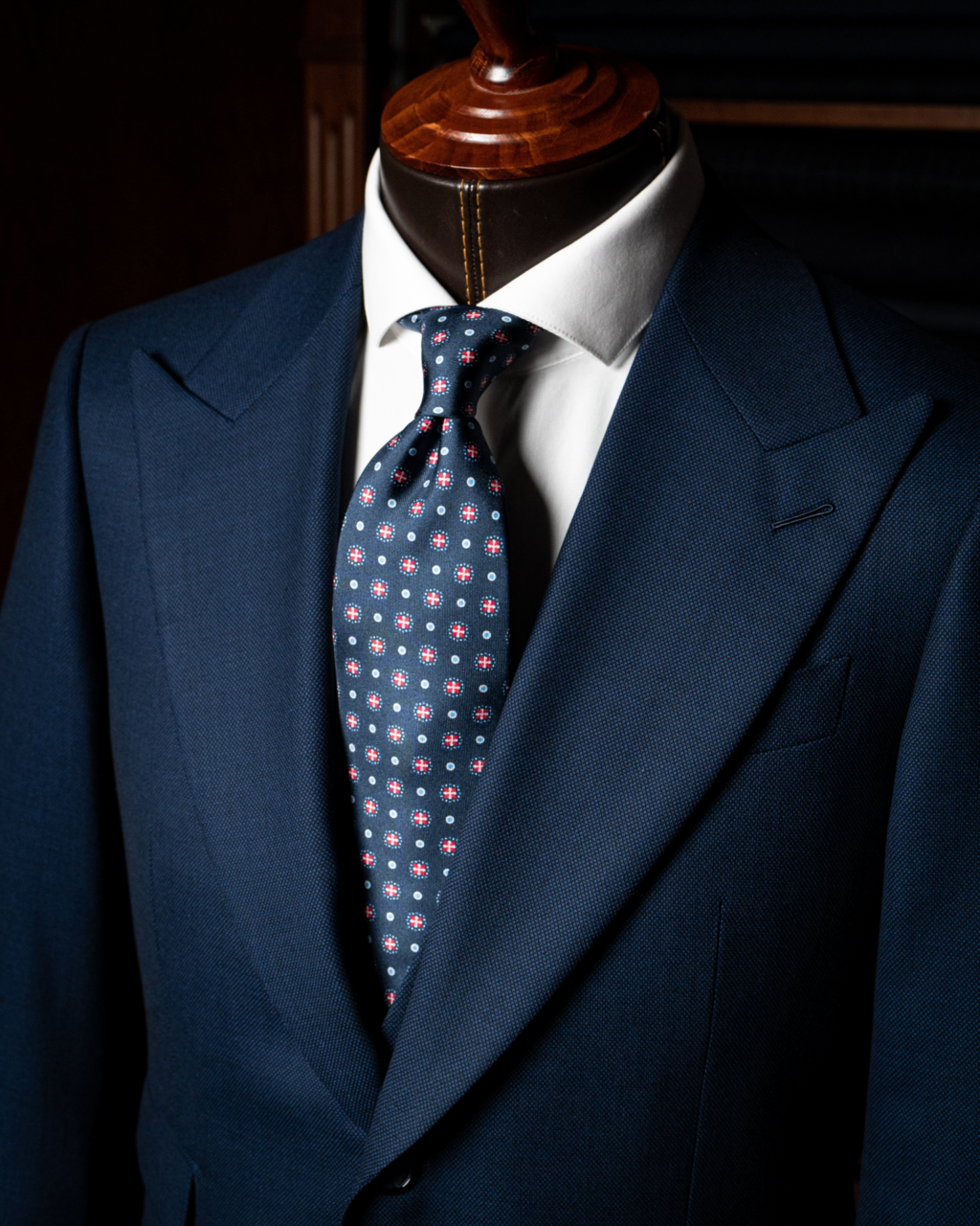 Abito Bernini Occhio di Pernice Blu Navy con Gilet