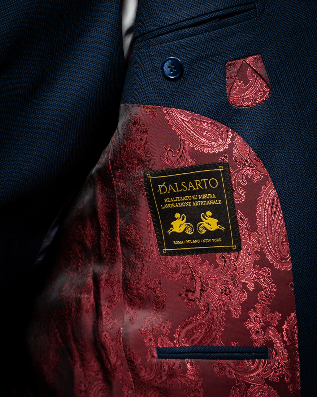 Abito Bernini Occhio di Pernice Blu Navy con Gilet