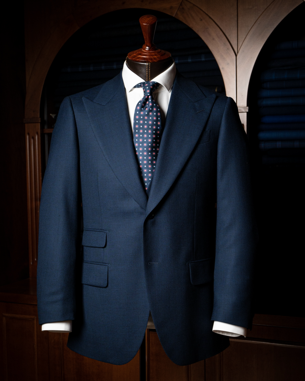 Abito Bernini Occhio di Pernice Blu Navy con Gilet
