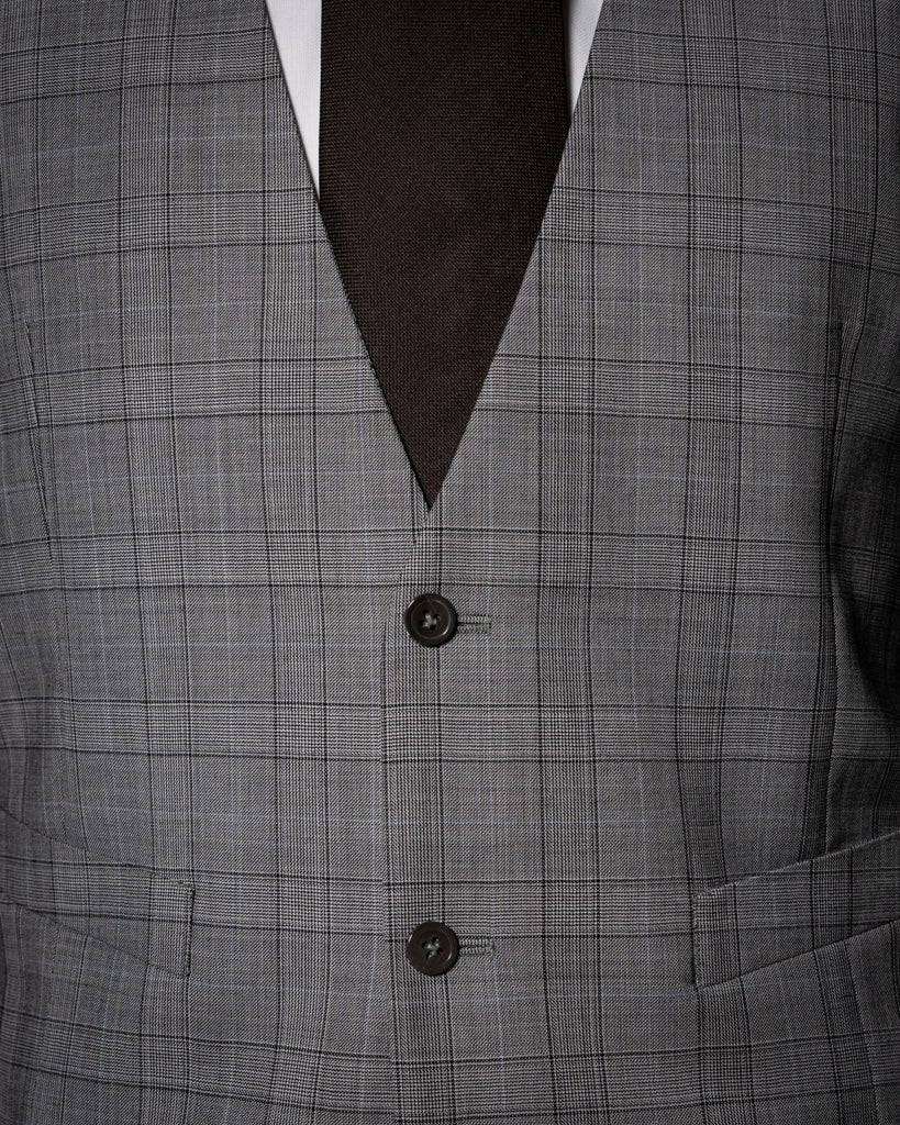 Abito Bernini Principe di Galles Grigio Chiaro con Gilet