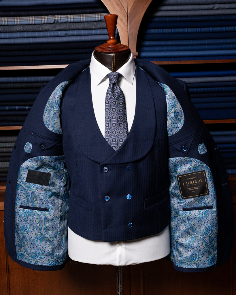Gilet Spinato Blu Navy
